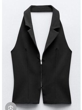 Black Halter-Style Women's Suit Vest Halter Top